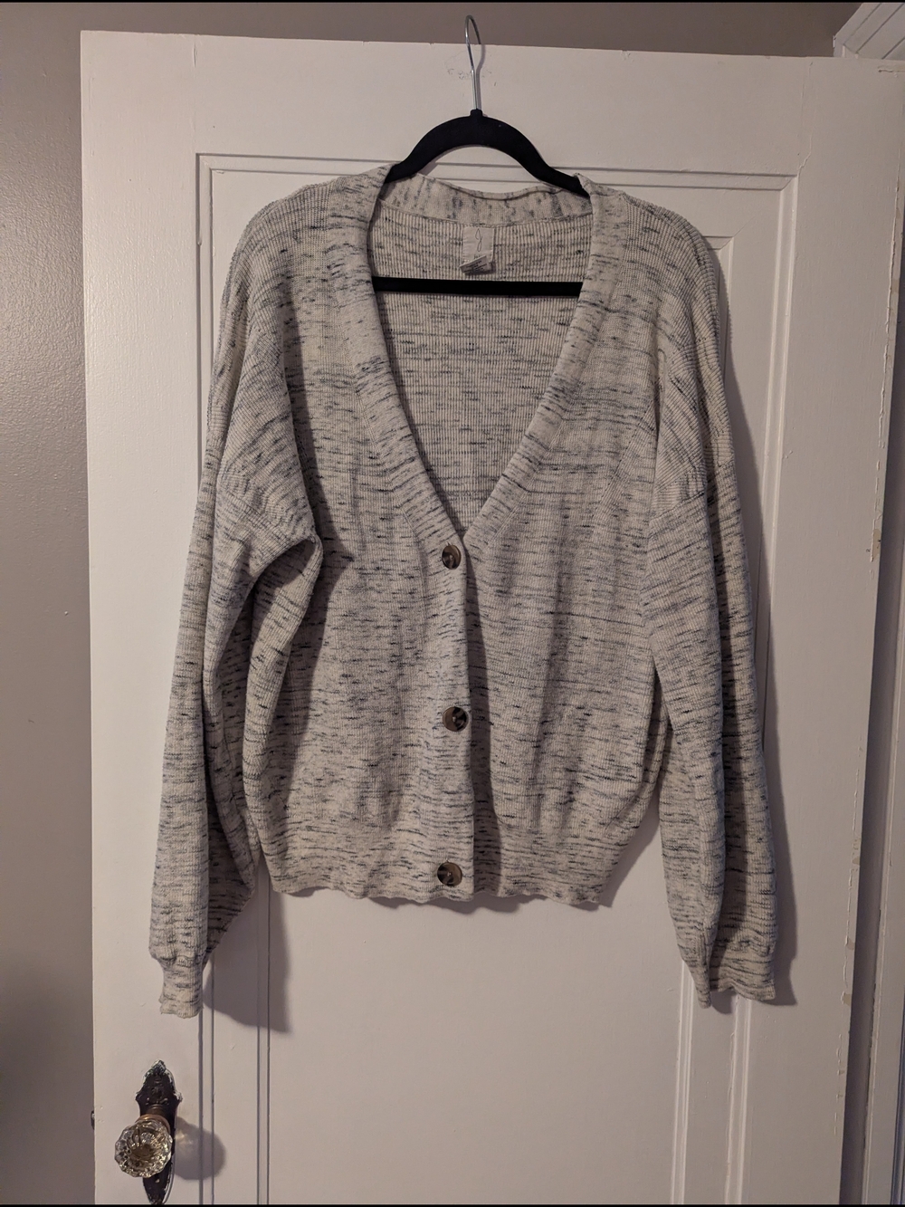 Oatmeal V-Neck Button Front Sweater Cardigan